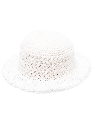 Ruslan Baginskiy crochet straw hat - White