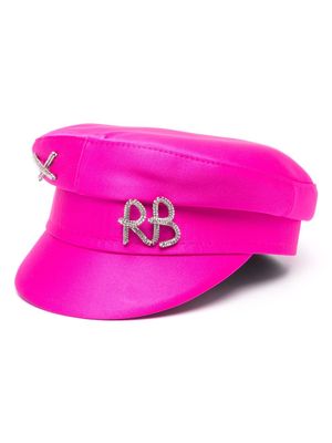 Ruslan Baginskiy crystal-embellished satin-finish beret - Pink