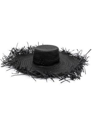 Ruslan Baginskiy logo-embellished fringed oversized hat - Black