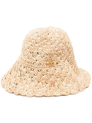 Ruslan Baginskiy logo-embellished knitted bucket hat - Neutrals