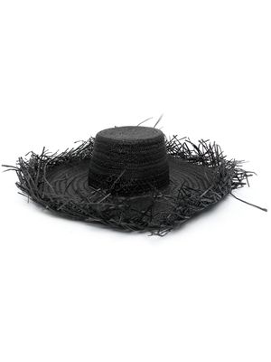 Ruslan Baginskiy logo-embroidered fringed oversized hat - Black