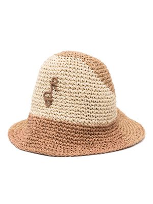 Ruslan Baginskiy monogram-appliqué straw bucket hat - Brown