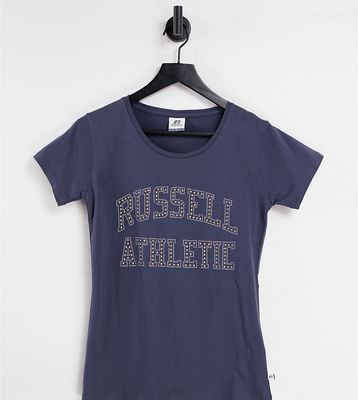 Russell Athletic stud t-shirt in ombre blue-Blues