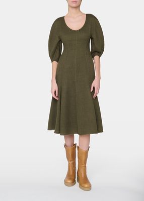 Rustic Wool Gauze Midi Dress