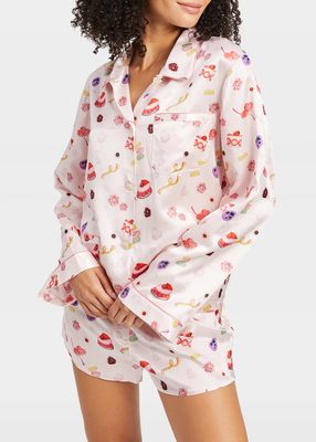 Ruthie Pastry-Print Button-Down Top
