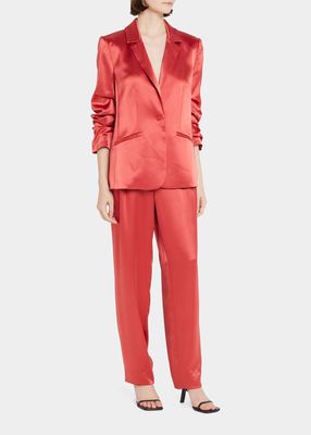 Ruthy Satin Pleated Suit Pants