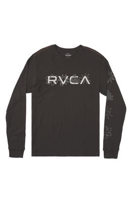 RVCA Big Bloom Long Sleeve Cotton Graphic T-Shirt in Pirate Black