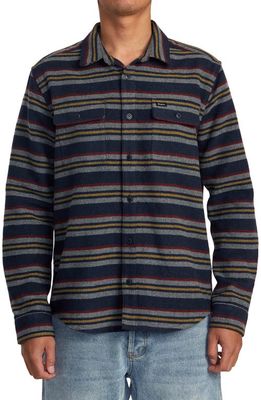 RVCA Blanket Stripe Button-Up Overshirt in Navy