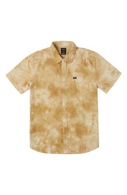 RVCA Bleach Corduroy Short Sleeve Button-Up Shirt in Butterscotch