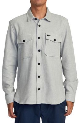 RVCA Check Flannel Button-Up Shirt in Grey Marle