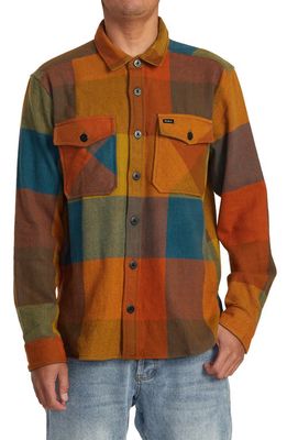 RVCA Check Flannel Button-Up Shirt in Orange Multi