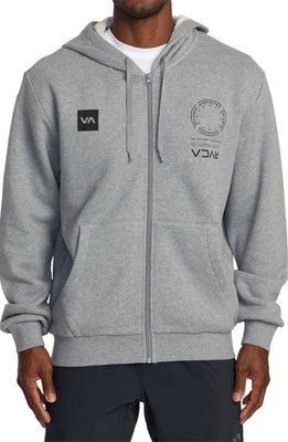 RVCA Cotton Zip-Up Graphic Hoodie in Athletic Heather