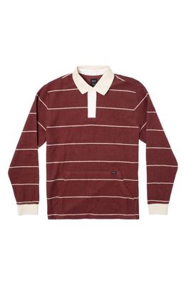 RVCA Fairfax Stripe Fleece Polo Shirt in Red Earth