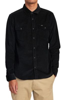 RVCA Freeman Corduroy Button-Up Shirt in Black