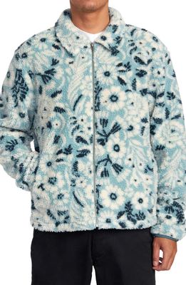 RVCA Groove Floral Fleece Jacket in Spinach