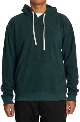 RVCA Hewitt Oversize Ribbed Pullover Hoodie in Hunter Green