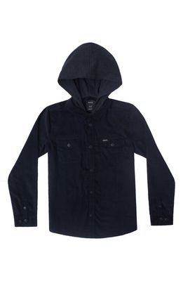 RVCA Kids' Husker Button-Up Cotton Hoodie in Black