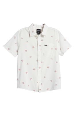 RVCA Kids' Morning Glory Floral Short Sleeve Button-Up Shirt in Antique White