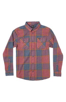 RVCA Kids' Plaid Button-Up Shirt in New Moody