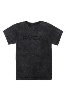 RVCA Kids' Stonewash Big Logo Graphic Tee in Black Shock Wash