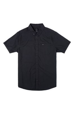 RVCA Kids' That'll Do Short Sleeve Button-Down Shirt in Black