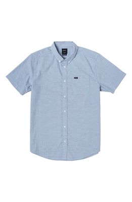 RVCA Kids' That'll Do Stretch Short Sleeve Button-Down Shirt in Oxford Blue