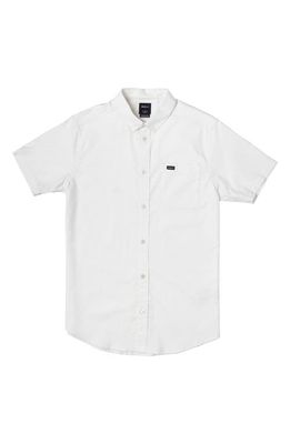 RVCA Kids' That'll Do Stretch Short Sleeve Button-Down Shirt in White