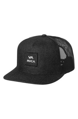 RVCA Kids' VA Denim Trucker Hat in Black/White