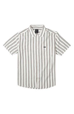 RVCA Men's Dusk Stripe Short Sleeve Button-Up Shirt in Natural