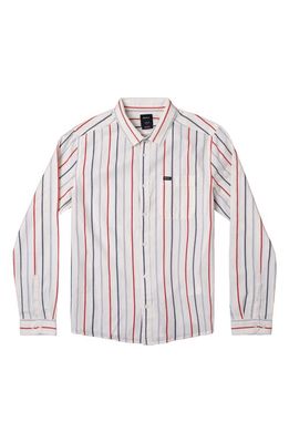 RVCA Men's That'll Do Stripe Cotton Button-Up Shirt in Natural