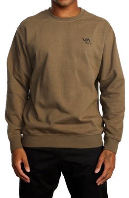 RVCA Men's VA Essential Crewneck Sweatshirt in Mushroom