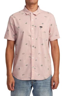 RVCA Morning Glory Short Sleeve Button-Up Shirt in Pale Mauve