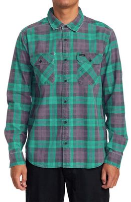 RVCA Panhandle Plaid Long Sleeve Button-Up Shirt in Purps