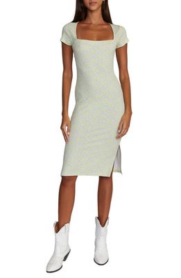 RVCA Partition Square Neck Jersey Dress in Lime Yellow