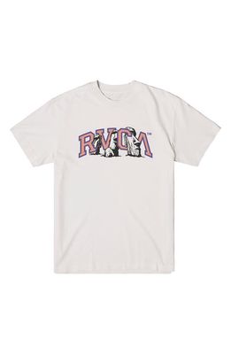 RVCA Rapa Nui Cotton Graphic T-Shirt in Silver Bleach