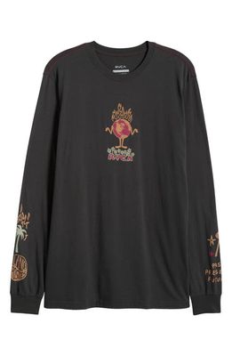 RVCA Scorched Long Sleeve Graphic T-Shirt in Pirate Black