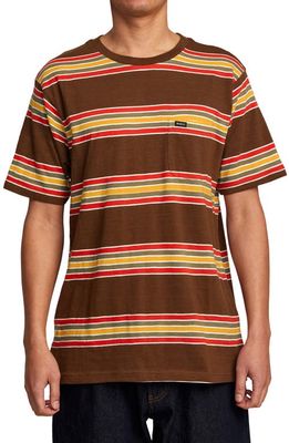 RVCA Somedays Stripe Pocket T-Shirt in Bombay Brown