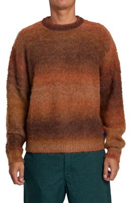 RVCA Spun Spirit Studio Ombré Fleece Crewneck Sweater in Red Earth
