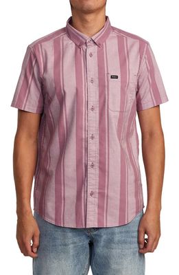 RVCA That'll Do Short Sleeve Stretch Cotton Blend Button-Down Shirt in Lavender