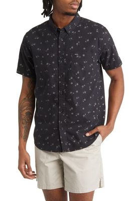 RVCA That'll Do Stretch Short Sleeve Button-Down Shirt in Black Floral