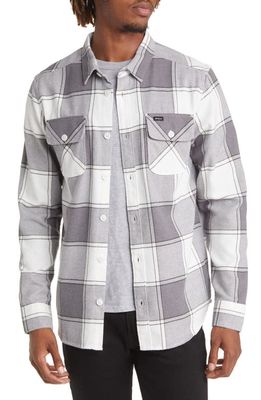 RVCA That'll Work Regular Fit Plaid Flannel Button-Up Shirt in Smoke