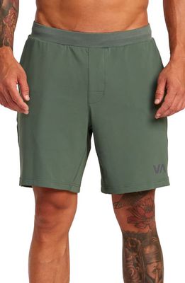 RVCA Trainer Athletic Shorts in Dark Cactus