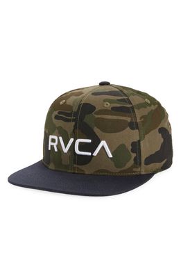 RVCA Twill Snapback Baseball Cap in Camo/navy