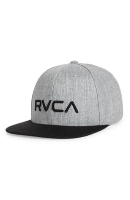 RVCA Twill Snapback II Baseball Cap in Heather Grey/Black