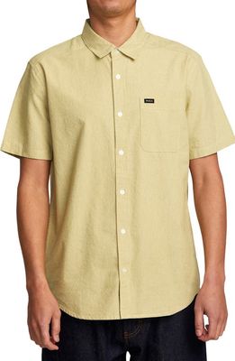 RVCA Visions Stripe Short Sleeve Button-Up Shirt in Marsh