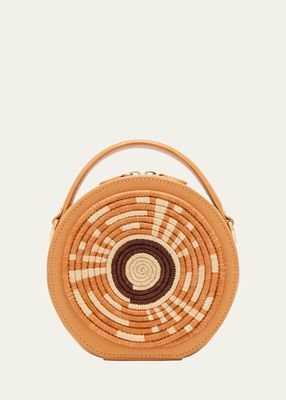 Rwenzori Round Leather & Straw Crossbody Bag