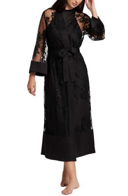 Rya Collection Charming Embroidered Lace Robe in Black