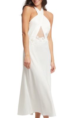 Rya Collection Diana Halter Neck Charmeuse Nightgown in Ivory