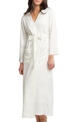 Rya Collection Diana Lace Pocket Satin Charmeuse Long Robe in Ivory
