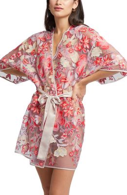 Rya Collection Jane Floral Embroidered Robe in Cherry Mix